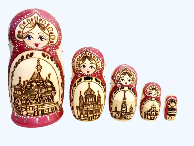 Matryoshka (bruciata) 5 posti 18centimetri Матрешка жженка "Москва" 5 мест (18 с