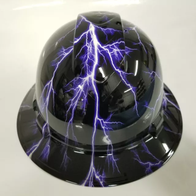 full brim hard hat custom hydro dipped IN MIDNIGHT LIGHTNING 🌩 STORM NEW