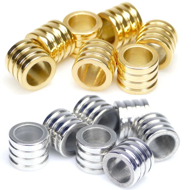 Edelstahlperle Großloch Walze gerillt 10x8mm silber *TOP Qualität* 1 Stück #1630