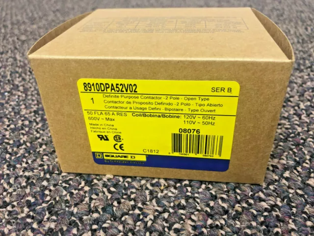 8910DPA52V02 Square D Definite Purpose Contactor Brand New in Box