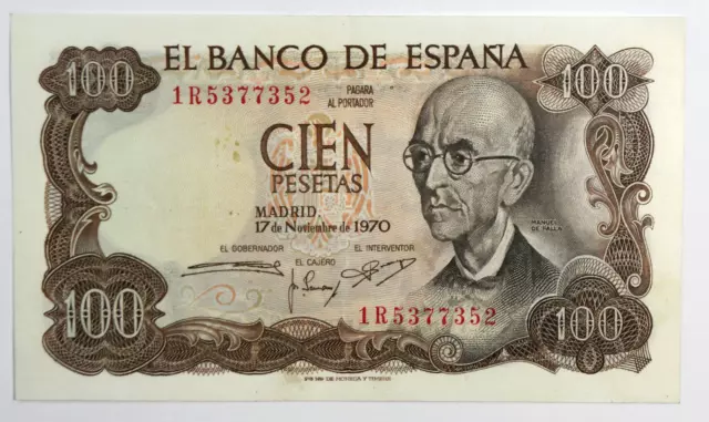1970 Spain 100 One Hundred Pesetas Banknote Uncirculated 1R5377352