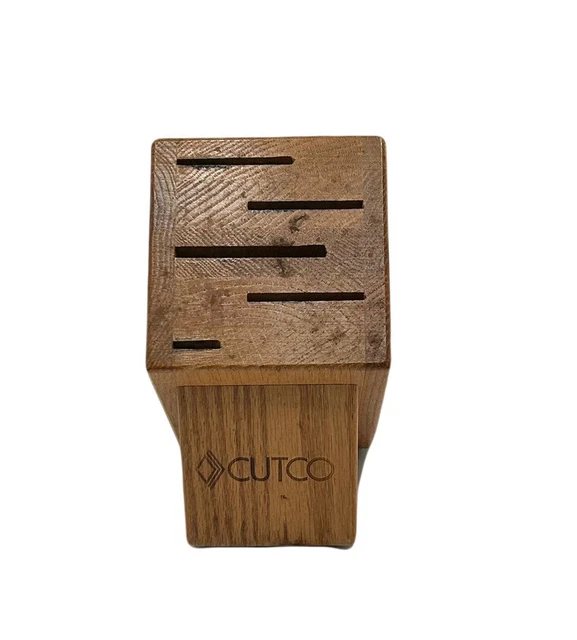 Cuchillo Cutco Bloque 5 Ranuras Acabado de Madera Miel Roble Hecho en EE. UU. Bloque Solo