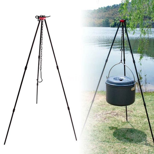 FOLDING OUTDOOR CAMPFIRE Cooking Tripod Grill Grate Stand Camping Fire