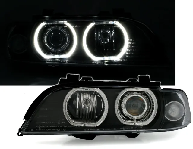 5 E39 95-03 Angel Eyes 3D LED Headlights - Black 