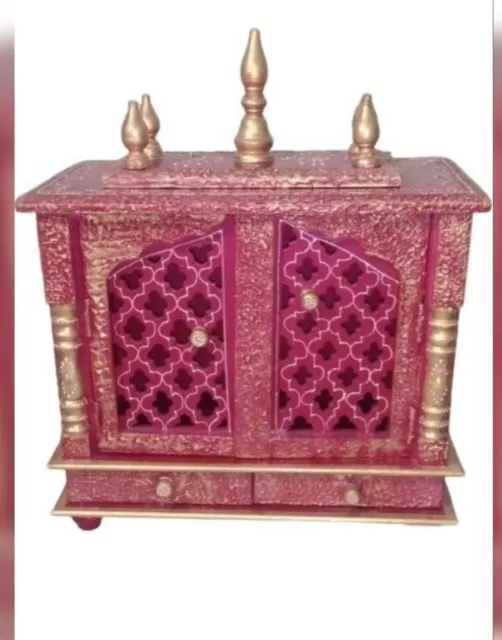 Wooden Hand Carved Temple Hand Embossed Pooja Ghar Hindu Worship Mandapam