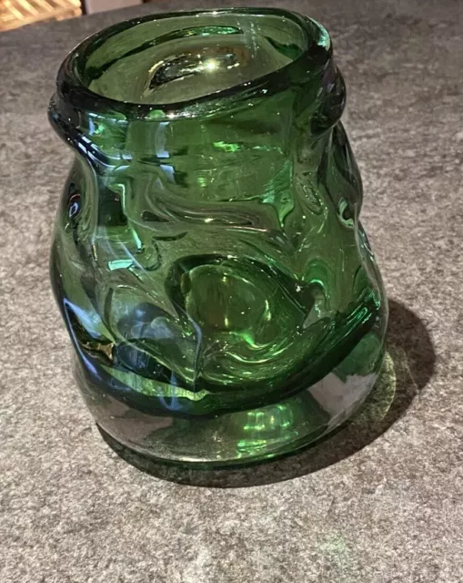 Whitefriars Knobbly Green Vase.  Stunning. Art Glass. Hand blown Pontil Mark 2