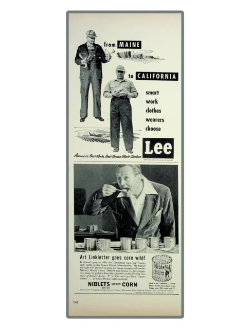 Lee Company Work Clothes from Main to California Men 1952  Vintage Print Ad