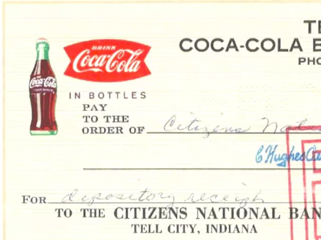 Christmas 1964 Coke Coca Cola Bottling Company Check, Tell City IN Indiana