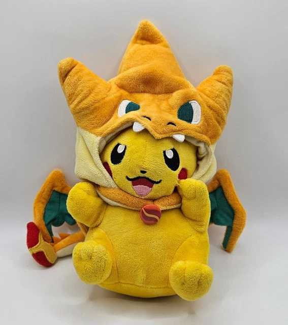 POKEMON PIKACHU MEGA Charizard Wearing Poncho Cape Costume Outfit Plush ...