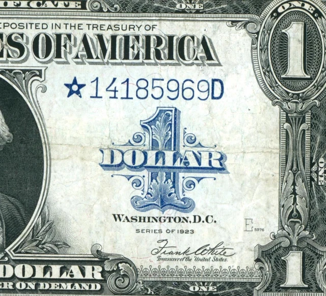 ** STAR ** $1 1923 Silver Certificate ** DAILY CURRENCY AUCTION (( PINHOLES ))