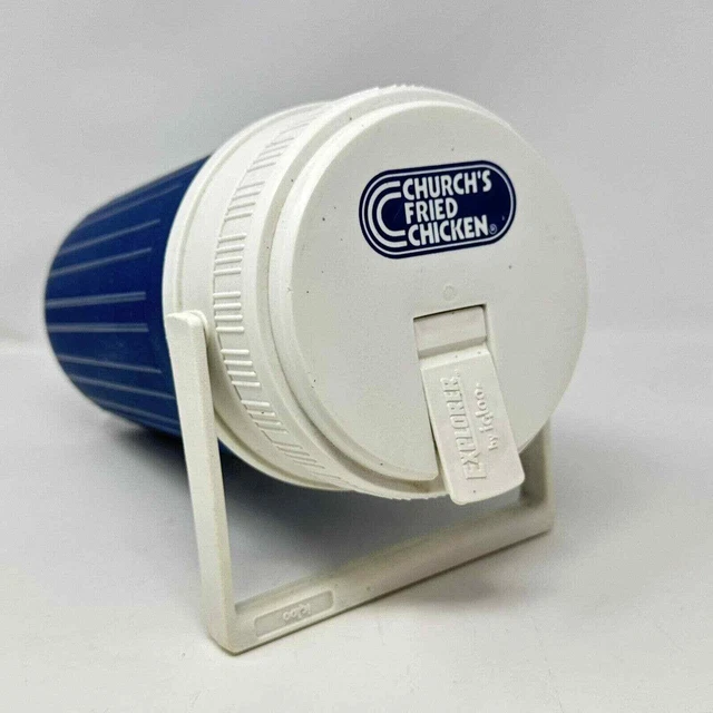 Church's Fried Chicken Igloo Explorer Half Gallon Jug Cooler Blue White Vintage