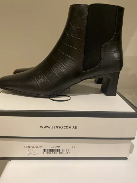 Senso Genevieve iv croc black boots size 39 new with box soled heel 5.5 cm 2