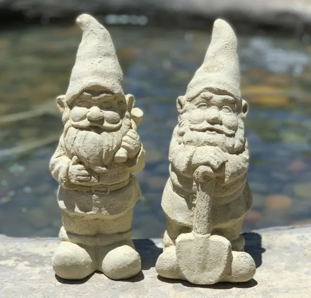 VINTAGE GARDEN GNOME STATUE (5 Style Options) Cement Concrete Outdoor Home Décor