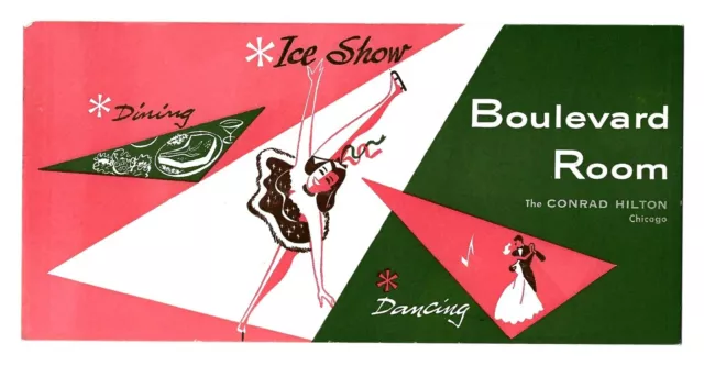 Early 1950s Estate INK BLOTTER Boulevard Room CONRAD HILTON Chicago Adv ICE SHOW