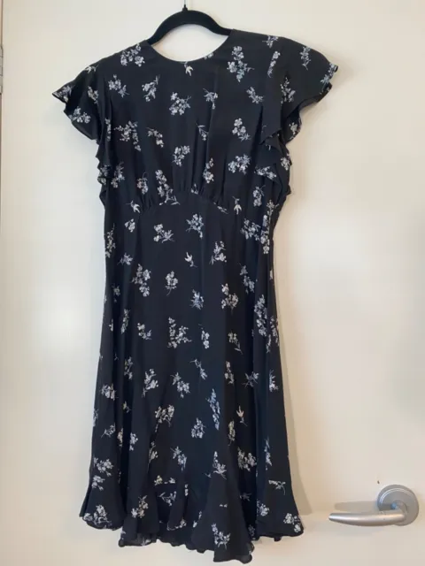 ZIMMERMANN Black Floral Silk Frill Mini Dress Size 1