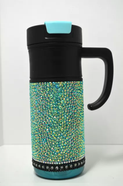 Luxury Tiffany blue inspired 16 oz custom bling travel mug