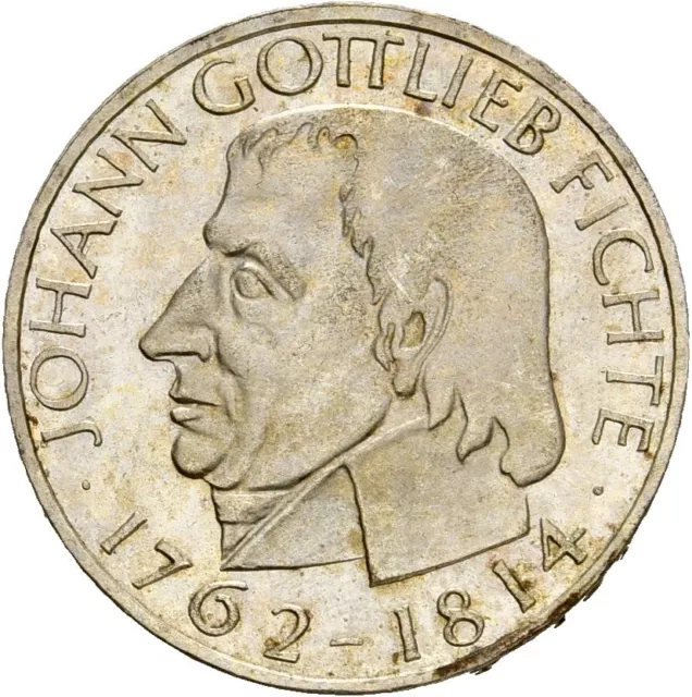 Künker: BRD, 5 Mark 1964 J, Johann Gottlieb Fichte, Silber, Erhaltung!