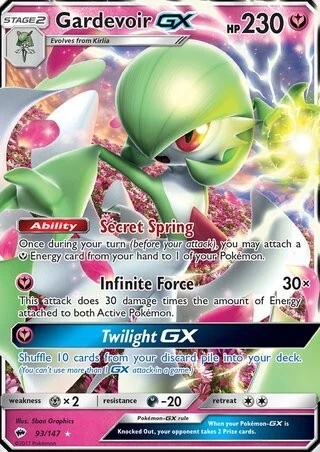 Gardevoir GX 93/147 Ultra seltene Pokémonkarte (brennende Schatten)
