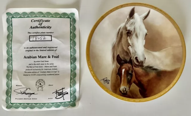 ‘Arabian Mare & Foal’ By Fred Stone Collectors Plate USA 1993