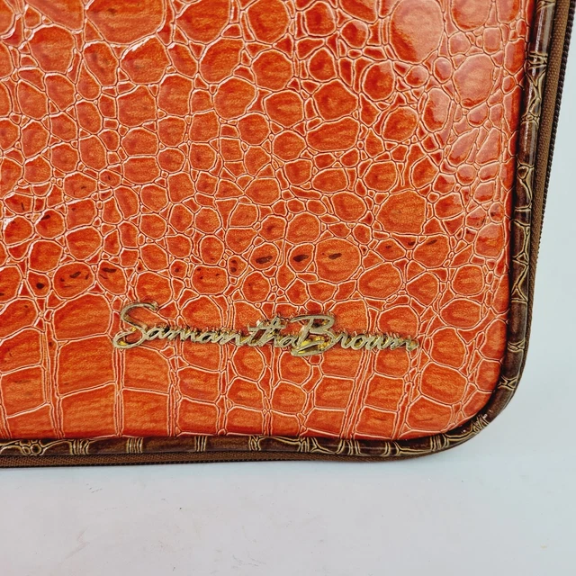 Samantha Brown Croc Orange Makeup Travel Toiletry Bag Packing Organizer Zip Case 2