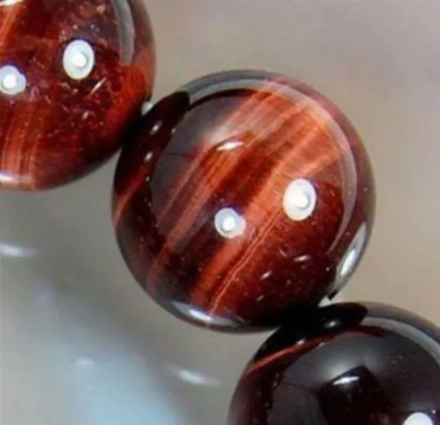 10mm Red African Roar Natural Tiger's Eye Round Loose Beads 15inches AAA