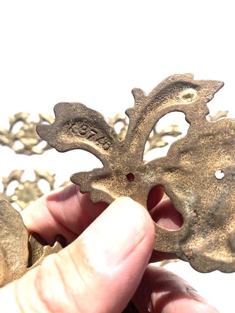 Vintage Brass Ormolu Hardware Lot of 12 pieces Salvaged Parts Backplates Crafts 7