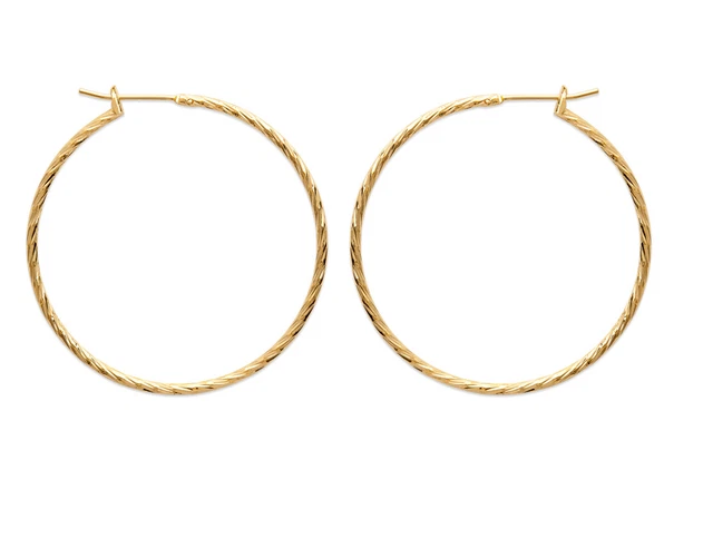 Boucles D'oreilles Créoles Striées Plaqué Or 18 Carats - Diamètre 16 à 70 Mm, Neuves Avec étiquettes, Marque Tata Gisèle