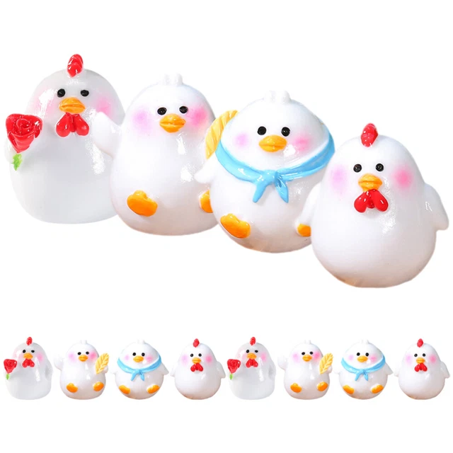 12 Pcs Küken-Harz-Ornament Osterhuhn-Statue Lebensmittel Terrarien