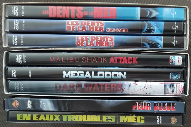 Coffret "Dents de la mer (3) + Sharks (3) + 1 dvd Peur bleue + 1 dvd En aux trou