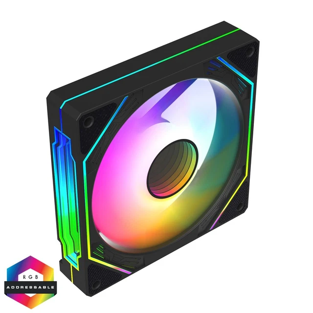 CIT PRO STORM 120mm 12cm Three-Sided Infinity ARGB Black 4pin PWM PC ...