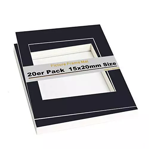 TUKA 20x Passe-Partout 15x20 cm Ouverture 10x15 cm Noir 1 mm d'épaisseur Pass...