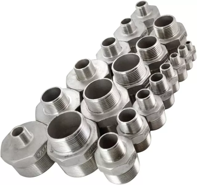 Male to male NPT Hex Nipple Pipe Fitting Reducer Adapter Stainless Steel SS 304
