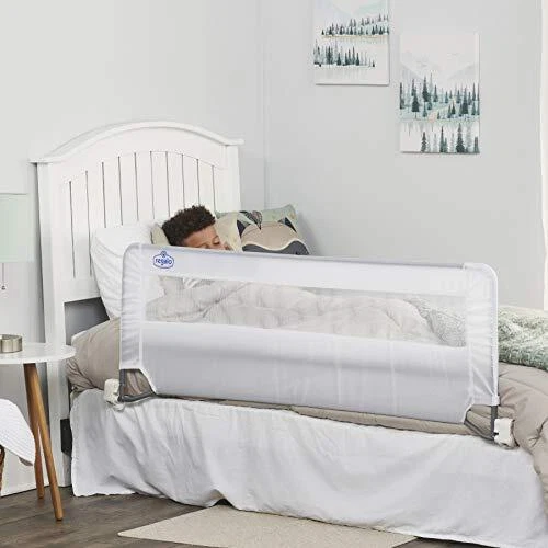 Swing Down 54-Inch Extra Long Bed Rail Guard, with Reinforced Anchor Safety S...