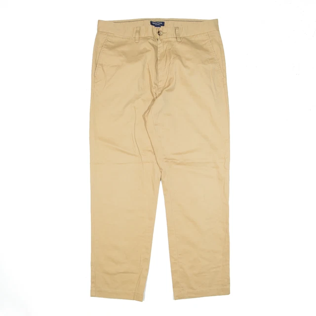 NAUTICA Clipper Pantaloni Chino Beige Regolari Conico Da Uomo W33 L30