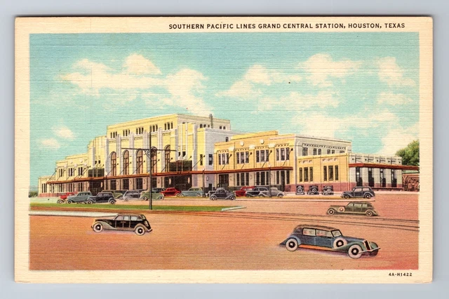 Houston TX-Texas, Southern Pacific Lines Grand Central Station, Vintage Postcard