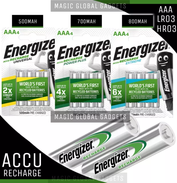 Energizer Accu Recharge Extreme - Batterie 4 x AAA - (rechargeables) - 800  mAh - Piles - Achat & prix