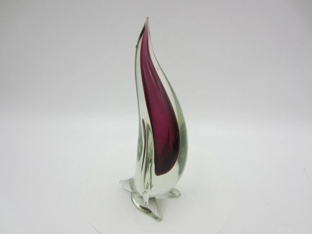 Penguin Vintage Murano Da ros Cenedese purple n glowing sommerso art glass label