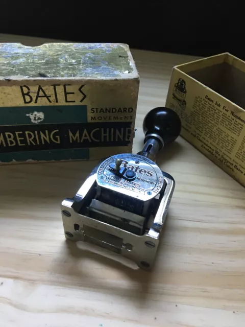Bates Numbering Machine 5 Wheels Style E w/ 2 Black Ready inked Pads & tweezers