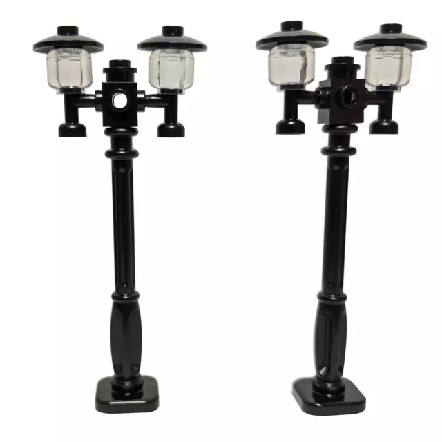 2x Lampadaires de Rue LEGO Décoratifs Noirs - Style Victorien - 11062
