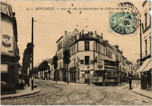 CPA MONTREUIL-sous-BOIS Rue du Pre et Boulevard de l'Hotel-de-Ville (1353420)