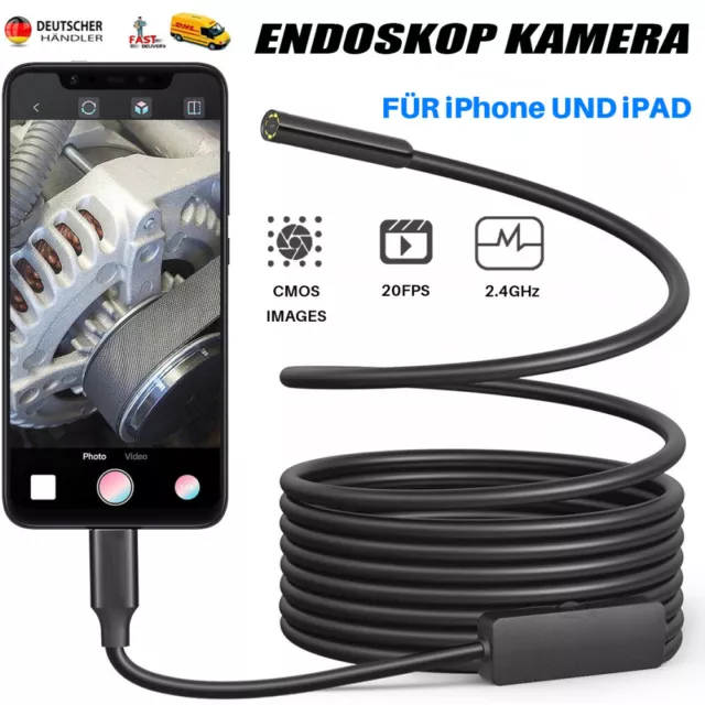 5M 8LED HD Endoskop Wasserdicht Endoscope Inspektion Kamera Für iPhone iPad iOs