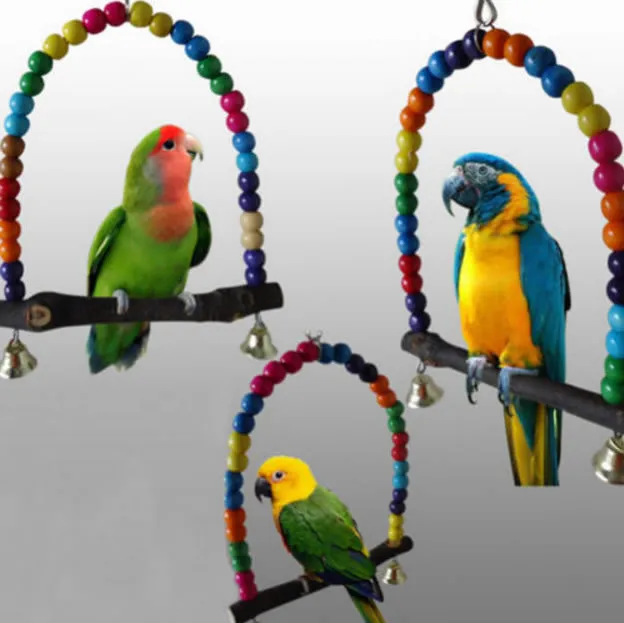 Wood Swing Bird Toy Parrot Cage Toys Finch Parakeet Cockatiel Lovebird Budgie