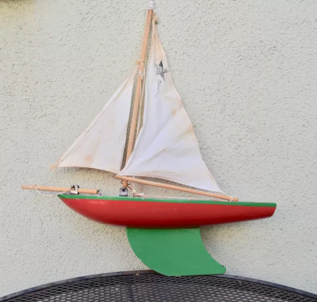 Vintage 14" Star Yacht Birkenhead Wooden Pond Yacht SY-3 EXCELLENT CONDITION