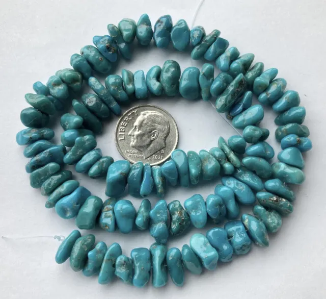 Old Stock Morenci Turquoise￼ Nugget￼ beads 15” strand 151 Carats MT204