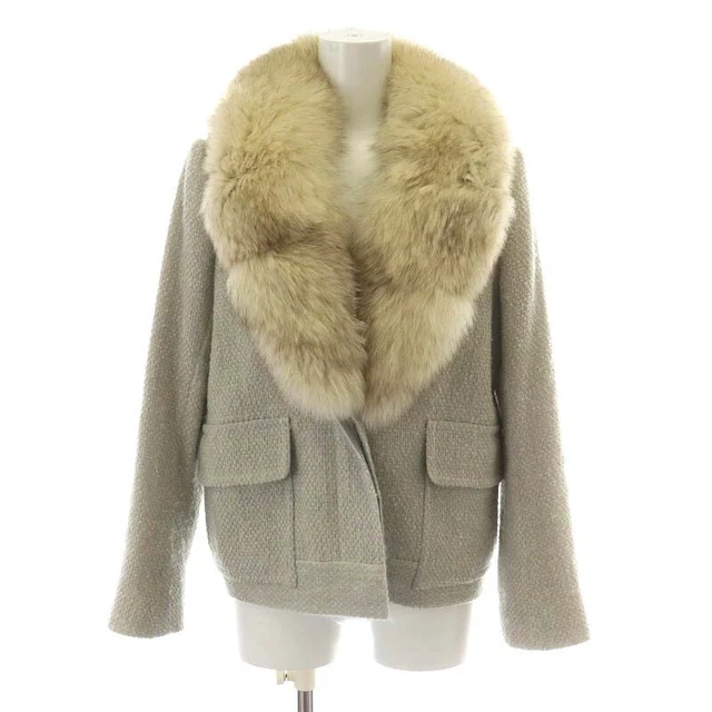 Theory Luxe Tailored Jacket Fox Fur Wool 38 Gray /An33 Women