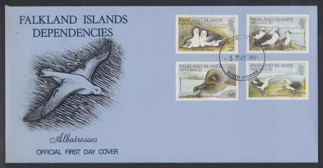 Falkland South Georgia 1985 FDC Mi.129/32 Vögel Birds Albatrosse [bl0011]