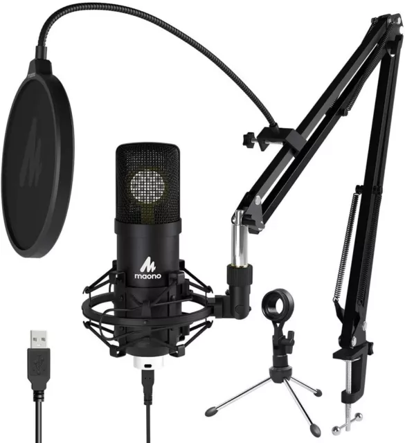 MAONO USB Cardioid PC Computer Mic with Two Metal Stand for Podcasting, Gaming,