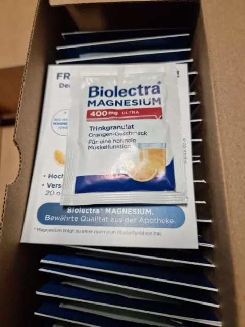 500 Stück Biolectra Magnesium 400 mg ultra Trinkgranulat Orange MHD 05/2025