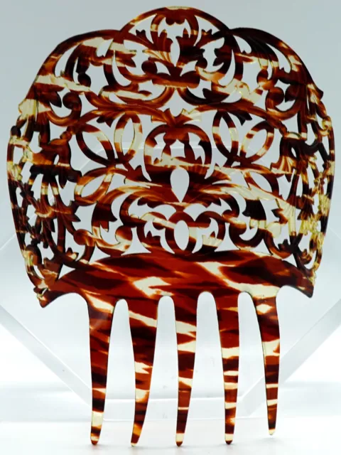 Vintage Large Celluloid Spanish Peineta Mantilla Hair Comb Faux Tortoise Shell D