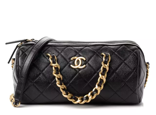 CHANEL Shiny Lambskin Quilted Small Fashion Therapy Bowling Bag